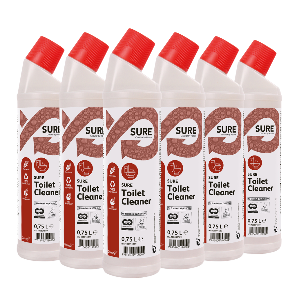 SURE Toilet Cleaner 6x0.75 L - Plantebaseret Toiletrens